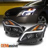 For 2008 2009 Nissan Altima Coupe LED DRL Projector Headlights Black [GTR Style]