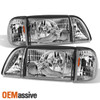 Fit 87-93 Mustang Headlights w/ Corner & Parking Lights Lamps 6Pcs 1987-1993