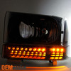 For 99-04 F250/F350 Superduty 00-05 Excursion Black Headlight &LED Bumper Signal