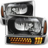 For 99-04 F250/F350 Superduty 00-05 Excursion Black Headlight &LED Bumper Signal