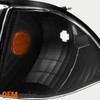 Fit 1987-1993 Ford Mustang Black Headlights w/Corner & Parking Lights 6Pcs 87-93