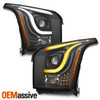For 15-20 GMC Yukon Switchback LED DRL Tube Projector Headlight Black Housing