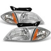 Fit 2000 2001 2002 Chevy Cavalier Black Headlights w/ Corner Signal Lights 4pcs