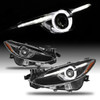 For 2014-2016 Mazda 3 Upgrade LED Halo Rim Projector Black Headlights [Pair]