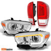 Fits 16-23 Toyota Tacoma SR SR5 LED DRL Projector Headlights+Full LED Tail Light