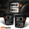 Fit Black Smoke 2011-2016 Ford F250 F350 F450 F550 LED Tube Projector Headlights