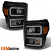 Fit Black Smoke 2011-2016 Ford F250 F350 F450 F550 LED Tube Projector Headlights