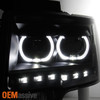 Fit 09-14 Ford F150 LED Halo Projector Black Smoke Headlight+LED Strip Tail Lamp