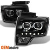 Fit *GAZE* 09-14 F150 *GEN VI* Halo Projector SMD DRL LED Black Headlights
