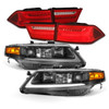 Fits 04-08 Acura TSX LED Light Tube DRL Projector Headlights + Red Tail Lights