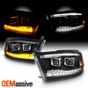 Fit Dodge Ram 09-18 1500 2500 3500 Black LED/DRL Dual Projector Headlights Lamps