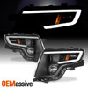 For Ford Edge 2007-2010 LED Light Bar DRL Projector Headlights - Black Housing