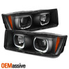 For 02-06 Chevy Avalanche Dual U-Halo Ring Projector Headlights Housing - Black