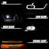 Fit 2009-2020 Dodge Journey Black DRL Light Tube LED Signal Projector Headlights
