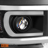 Fit 2014-2015 Silverado 1500 Black LED DRL U Neon Bar Style Projector Headlights