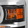 Fit 2014-2015 Silverado 1500 Black LED DRL U Neon Bar Style Projector Headlights
