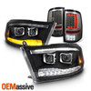 For 09-18 Dodge Ram Projector LED DRL Headlight|Premium Smoke Tail Light Housing