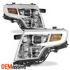 For Ford Edge 2007-2010 LED Light Bar DRL Projector Headlights - Chrome Housing
