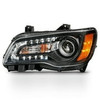 Fit 2011-2014 Chrysler 300 Halogen Type Projector Drive Side Black Headlight