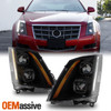 Fits 2008-2014 Cadillac CTS Dual Projector Switchback LED Black Smoke Headlights