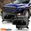 For 2014-2018 JEEP Cherokee [Halogen Type] Projector Black Headlights Pair LH+RH