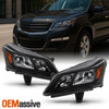 For 2013-2017 Chevy Traverse Halogen Type Black Headlights Pair Driver+Passenger