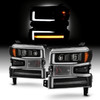 For 19-22 Silverado 1500 Halogen Projector Black Headlight LED Sequential Signal