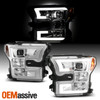 For 2015-2017 F150 Halogen Projector Chrome Headlamp Tube Parking w/LED Low Beam