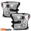 For 2015-2017 F150 Halogen Projector Chrome Headlamp Tube Parking w/LED Low Beam