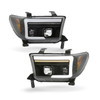 For 11-13 Sequoia Projector Black Headlights w/ LED Sequential+ Tube DRL Running