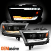 For 19-22 RAM 1500 Halogen Black Headlights LED High&Low Beam+Sequential Signal