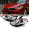 For 2013-2016 Dodge Dart [Halogen Type] Projector Headlights Pair w/Chrome Bezel