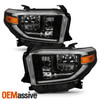 For 2018-2020 Toyota Tundra Pickup w/ DRL LED [Tube Bar] Black Headlights Pair