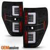 For 2009-2014 Ford F150 Full LED Projector Black Headlights+ LED Tube Tail Light