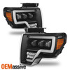 For 2009-2014 Ford F150 [Full LED] Projector Black Headlights+ LED Red TailLight