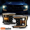 For 18-20 F150 LED Projector Black Headlights w/Sequential Signal Amber Parking