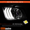 For 2005-2009 Ford Mustang LED Tube Parking Halogen Projector Chrome Headlights