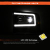 For 99-04 F250/F350/F450 Super Duty LED Parking Tube Projector Black Headlights