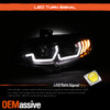 For 16-20 Honda Civic Halogen Projector Black Headllights w/ Sequential Signal