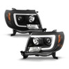 For 2005-2011 Toyota Tacoma Pickup LED Light Tube Projector Black Bazel Headlights
