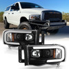 For Low Beam-Full LED 02-05 Dodge Ram Projector Headlight w/DRL Led Light Bar