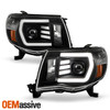 For 2005-2011 Toyota Tacoma TRD [LED C-Light Bar] Projector Black Headlight Pair