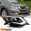 For 2017-2019 Nissan Rogue [Halogen Type] Chrome Headlight Passenger w/ LED DRL