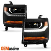 For 16-18 Silverado 1500 LED DRL Running [HID/Xenon] Projector Black Headlights