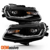 For 16-18 Chevy Camaro LED Tube Running HID/Xenon Black Projector Headlight Pair