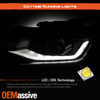 For 16-18 Chevy Camaro LED Tube Running HID/Xenon Black Projector Headlight Pair