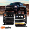 For 16-19 Silverado 1500 Full LED Premium TRI-Projector Headlight Black Housing