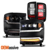 For 16-18 Chevy Silverado Full LED Projector Headlights + Tail Lights Housing