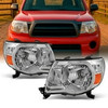 Fits 2005-2011 Toyota Tacoma Chrome Headlights Lamps Replacement Pair Left+Right