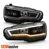 For 08-15 Mitsubishi Lancer Sequential Signal Halogen Projector Black Headlights